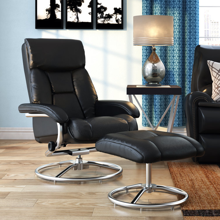 Latitude Run?? Vegan Leather Swivel Recliner with Ottoman & Reviews
